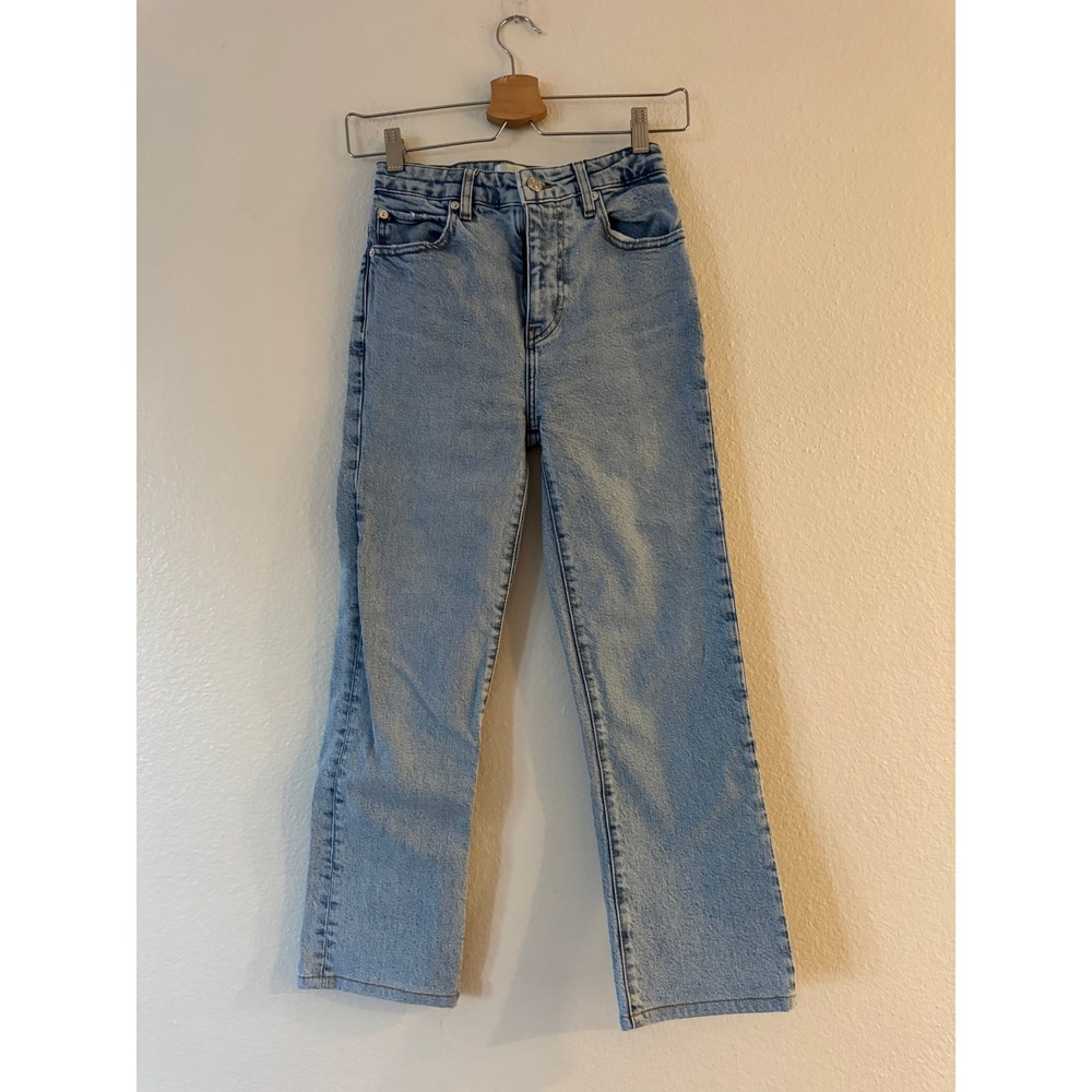 Frame The Ruler Crop High Rise Straight Leg Jeans Size 23 Light Blue Excellent